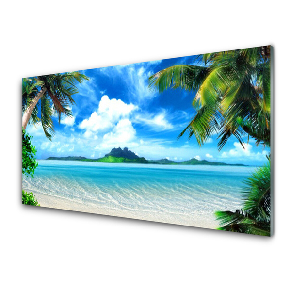 Glasbild Palmträd Sea Tropical Island