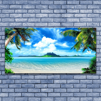 Glasbild Palmträd Sea Tropical Island