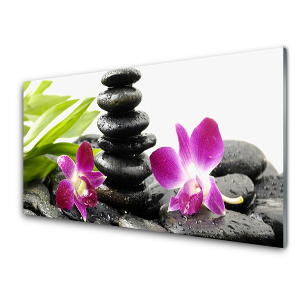 Glas bild Zen Spa Orchid stenar