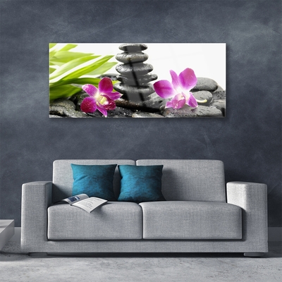 Glas bild Zen Spa Orchid stenar