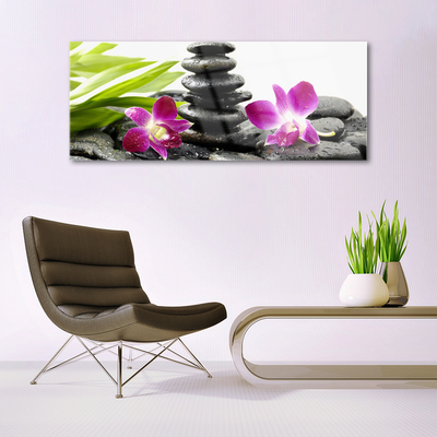 Glas bild Zen Spa Orchid stenar