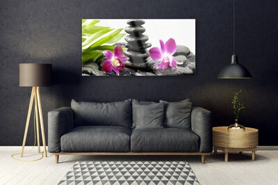 Glas bild Zen Spa Orchid stenar