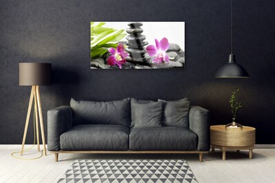 Glas bild Zen Spa Orchid stenar