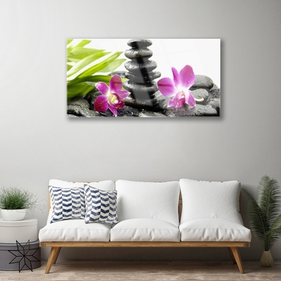 Glas bild Zen Spa Orchid stenar