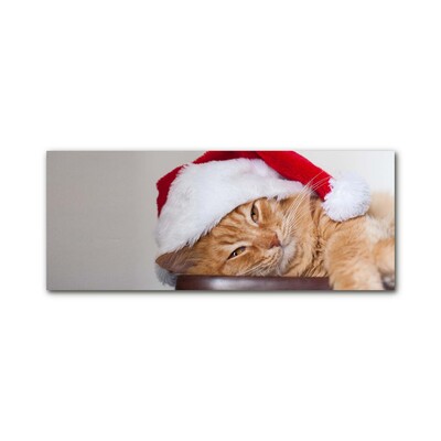 Glas bild Katt tomtehatt jul