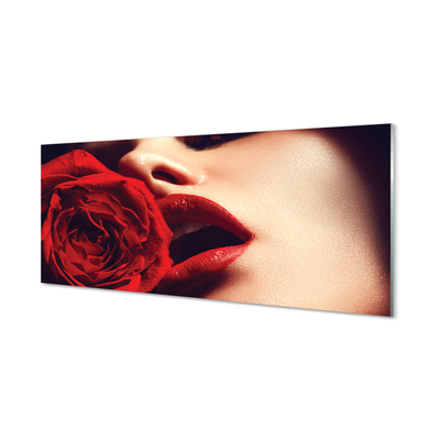 Glas panel Rose kvinna läppar