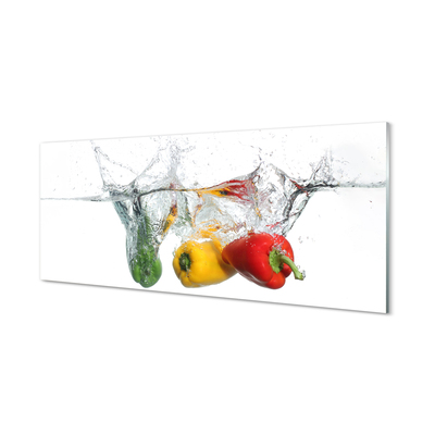 Glas panel Färgglada paprika i vatten