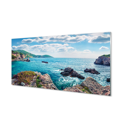 Glas panel Grekland havet berg