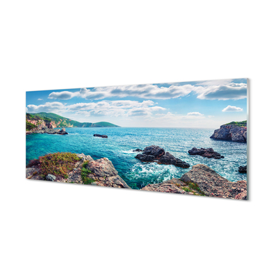 Glas panel Grekland havet berg