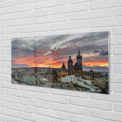 Glas panel Krakow solnedgång panorama