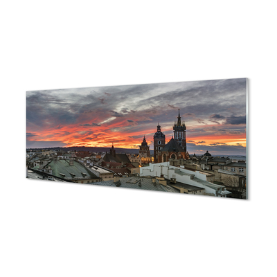 Glas panel Krakow solnedgång panorama