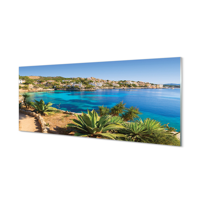 Glas panel Spanien kuststad havet