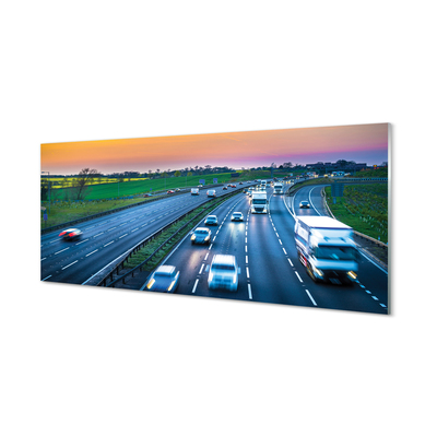 Glas panel Highway sky bilar