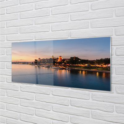 Glas panel Krakow Sunset River Castle