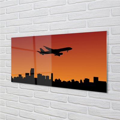 Glas panel Flygplan solnedgång och himmel