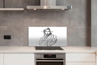 Glas panel Jesus teckning