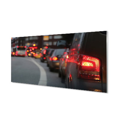 Glas panel Biltrafikstockningsljus stadsgata