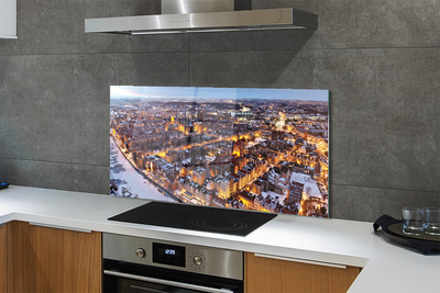 Glas panel Gdańsk Vinterpanorama av floden