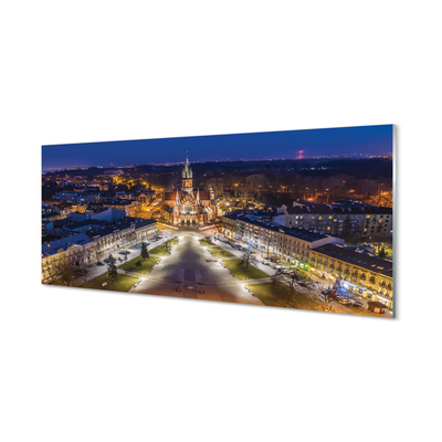 Glas panel Krakow Night kyrka panorama