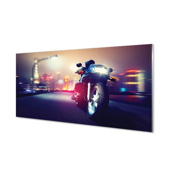 Glas panel Motorcykel stads himmel