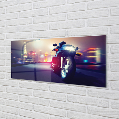 Glas panel Motorcykel stads himmel