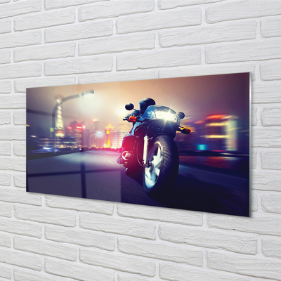 Glas panel Motorcykel stads himmel