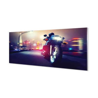 Glas panel Motorcykel stads himmel