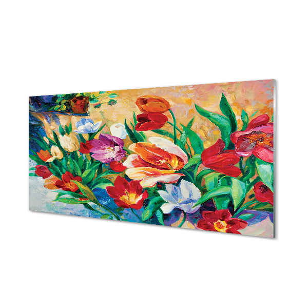 Glas panel Blommor