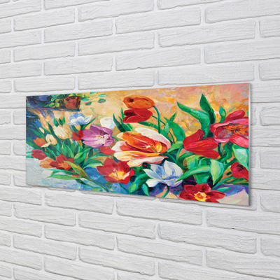 Glas panel Blommor