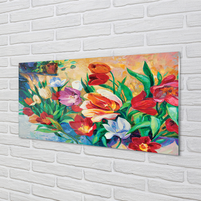 Glas panel Blommor