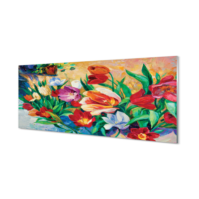 Glas panel Blommor