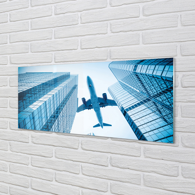 Glas panel Flygplansbyggnader på himlen