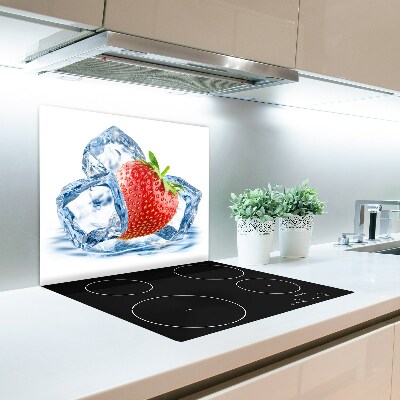 Skärbräda av glas Jordgubbe med is