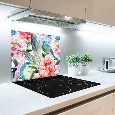 Glasskärbräda Blommor och fåglar