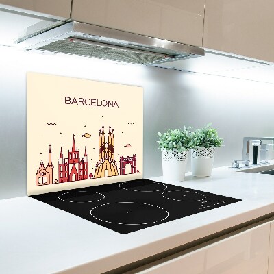 Skärbräda i glas Barcelona inskription