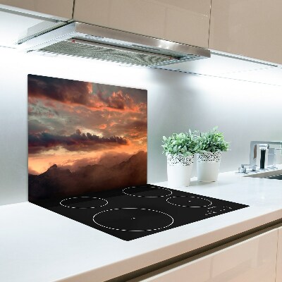 Skärbräda glas Bergssolnedgång