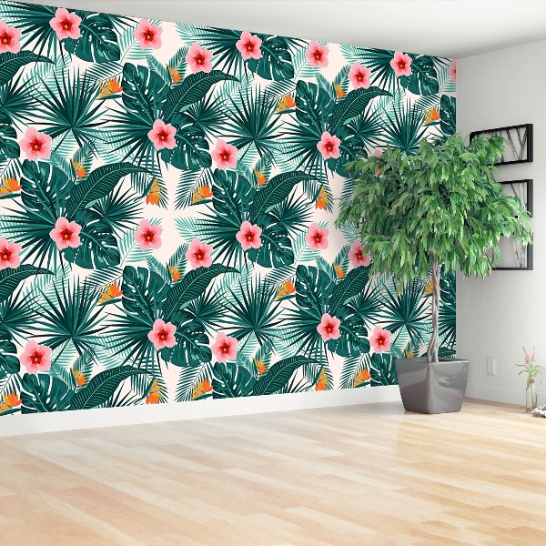 Fondtapet Blad och blommor