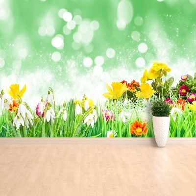 Fondtapet påskblommor