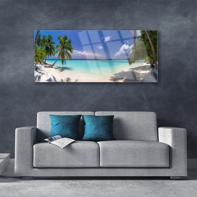 Tavla plexiglas Sea Beach Palm Tree Landskap