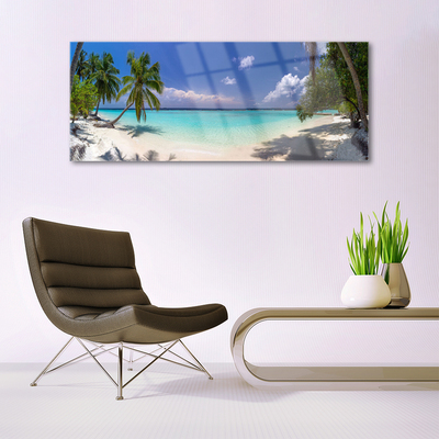 Tavla plexiglas Sea Beach Palm Tree Landskap