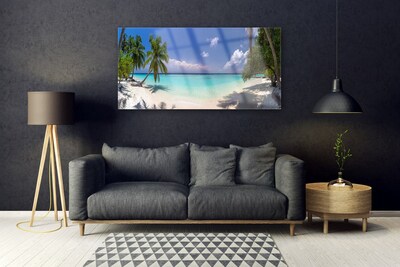 Tavla plexiglas Sea Beach Palm Tree Landskap