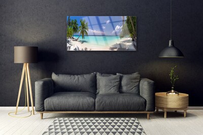 Tavla plexiglas Sea Beach Palm Tree Landskap