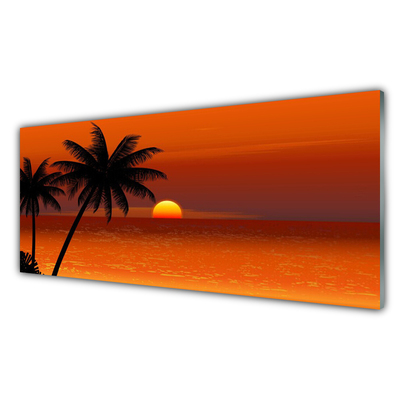 Tavla plexiglas Palmträd Havssollandskap