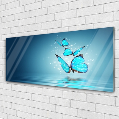 Akrylglastavla Blue Butterflies Water Art