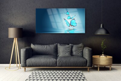 Akrylglastavla Blue Butterflies Water Art