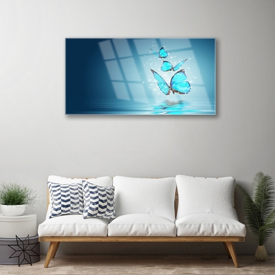 Akrylglastavla Blue Butterflies Water Art