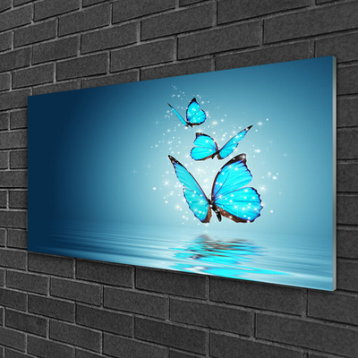 Akrylglastavla Blue Butterflies Water Art