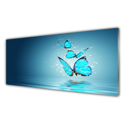 Akrylglastavla Blue Butterflies Water Art