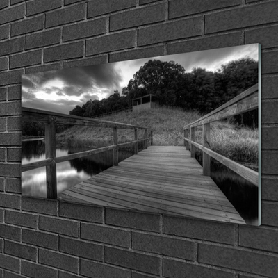 Akrylglastavla Black and White Lake Pier