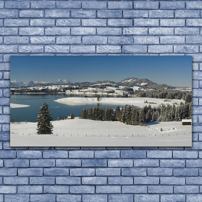 Akryltavla Lake Snow Land of Mountains